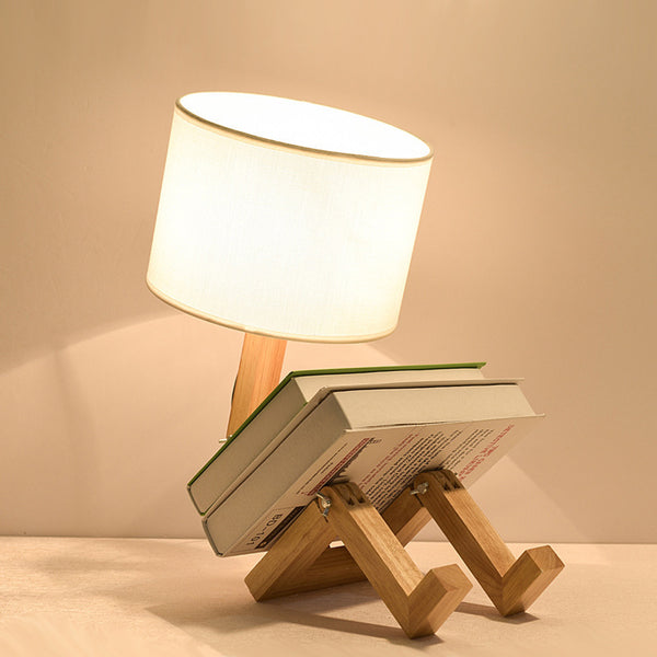 Creative Nordic Wooden Desk Lamp with LED - Simple Modern Bedside Gift