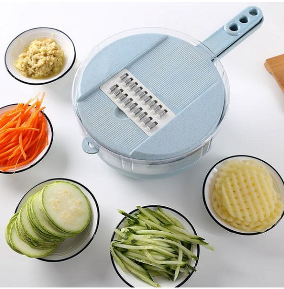 8-in-1 Mandoline Slicer & Grater with Strainer – Versatile Kitchen Tool for Vegetables & More