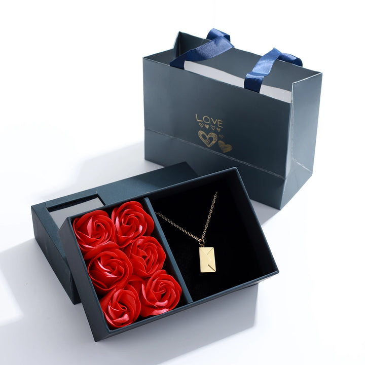 ValentineDay Love Letter Necklace With Rose Gift Box - Gsolva