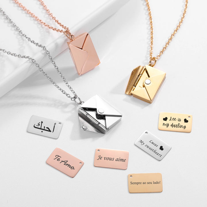 ValentineDay Love Letter Necklace With Rose Gift Box - Gsolva