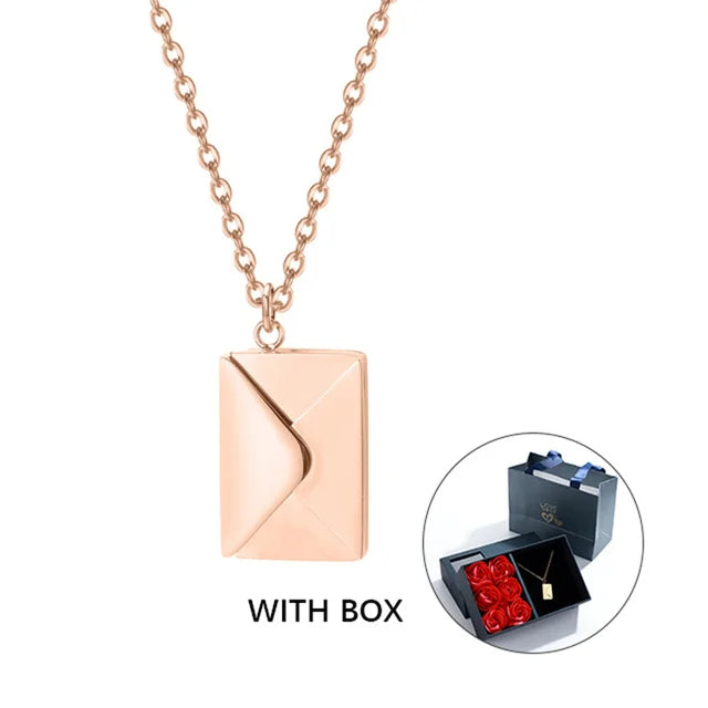 ValentineDay Love Letter Necklace With Rose Gift Box - Gsolva