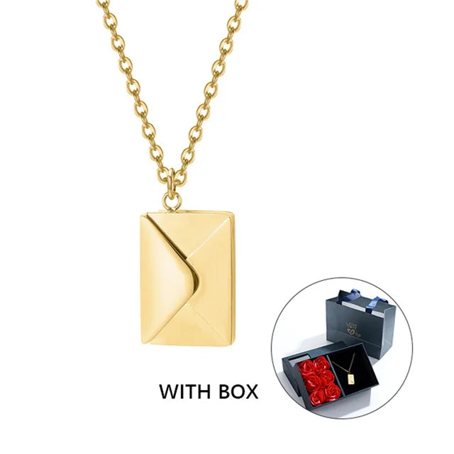 ValentineDay Love Letter Necklace With Rose Gift Box - Gsolva