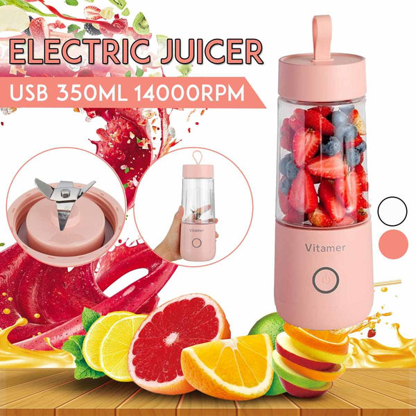 Portable USB Rechargeable 350ml Blender Bottle for Smoothies & Juices